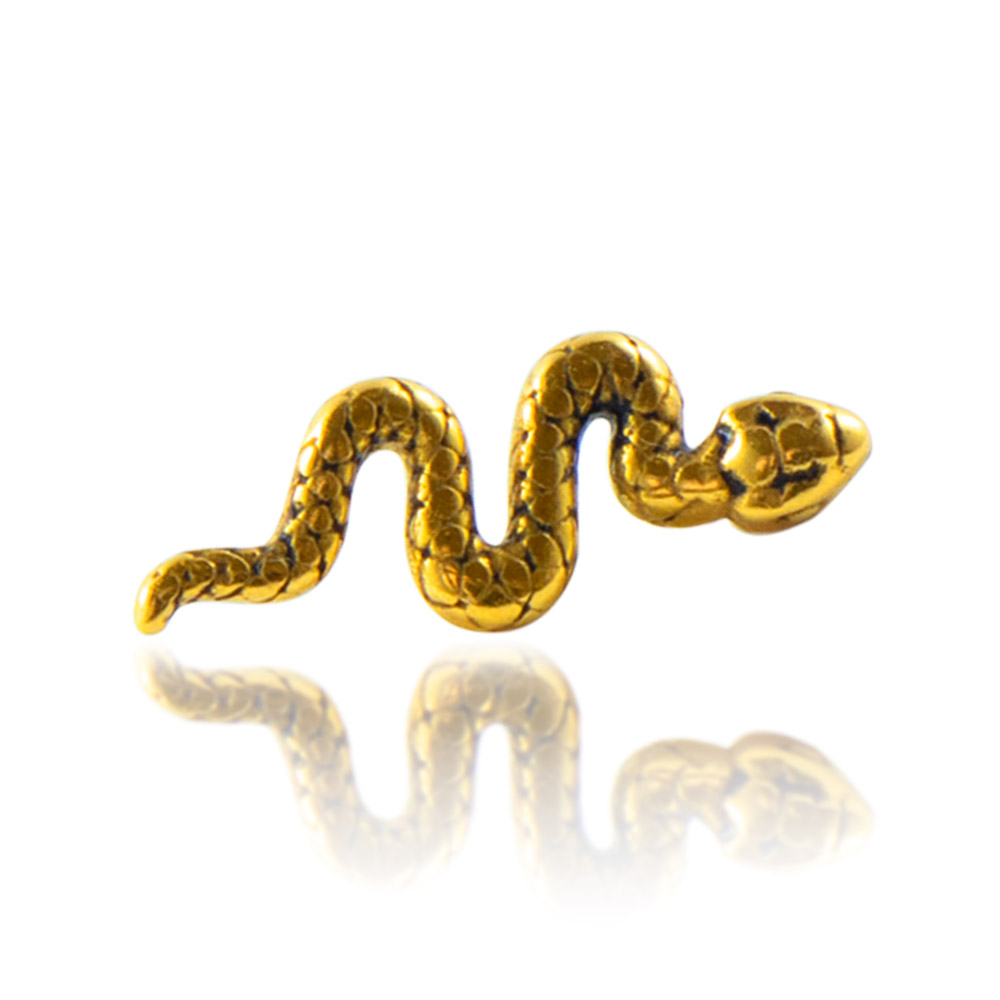 Top de acero quirúrgico 316L con forma de serpiente, cierre de rosca interna. Color dorado.
