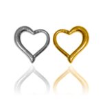 aros de acero quirúrgico grado implante con forma de corazón, colores plateado y dorado