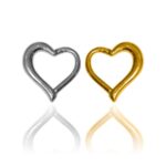 aros de acero quirúrgico grado implante con forma de corazón, colores plateado y dorado