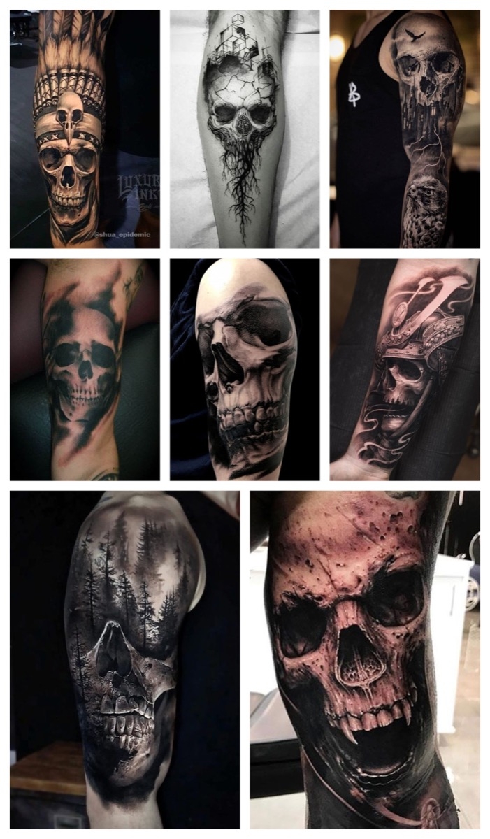 Diferentes tipos de tataujes de calaveras en el brazdo