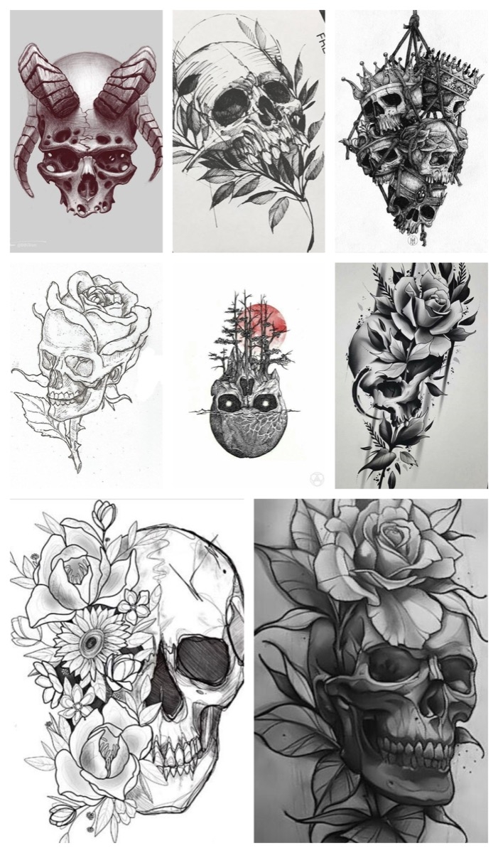 Inpiración y dibujos para hacerse un tatuaje de una calavera - galería 2