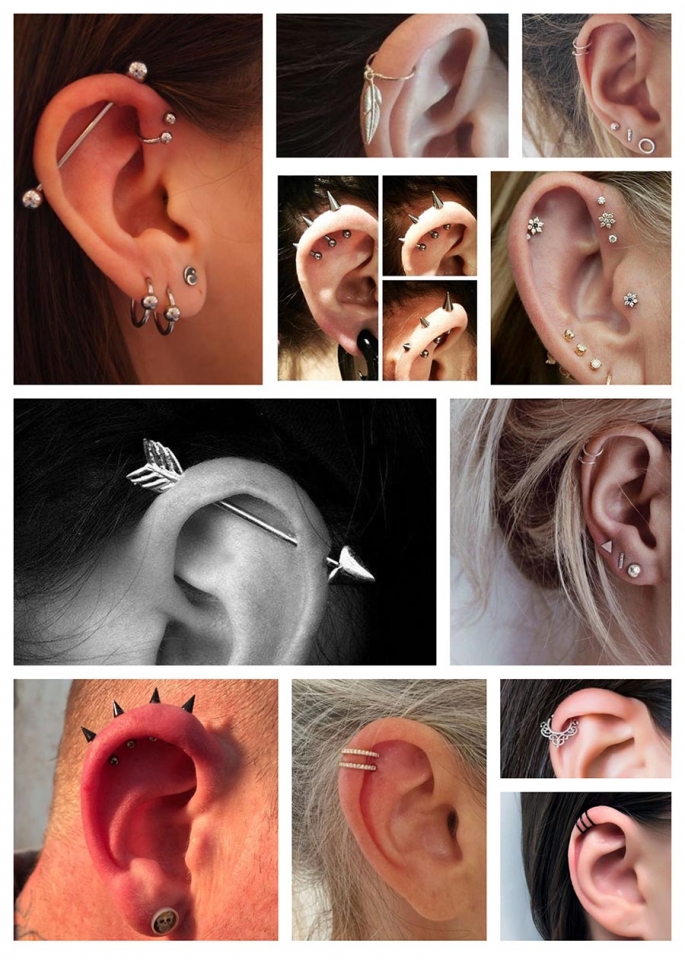 Imágenes de tipos de piercing Helix