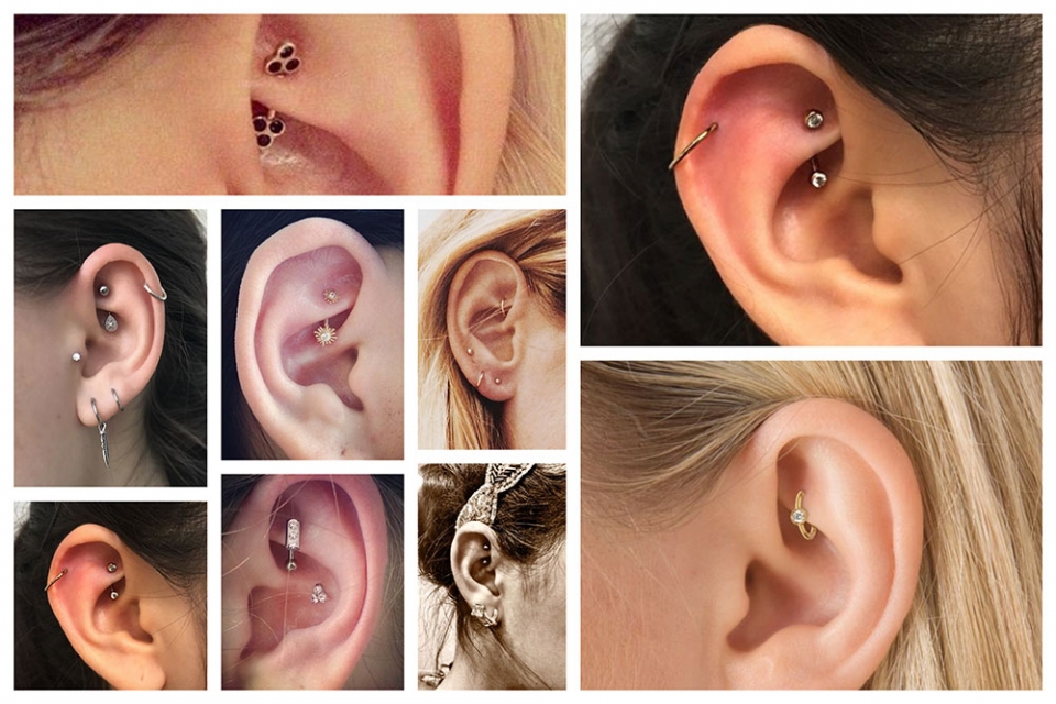 Modelos de piercing Rook