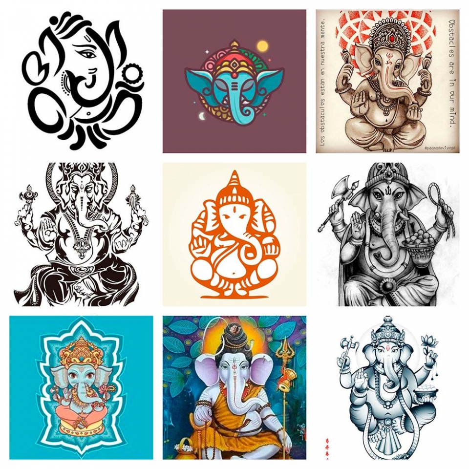 Dibujos de tatuajes para Ganesha, ilustraciones y otras ideas