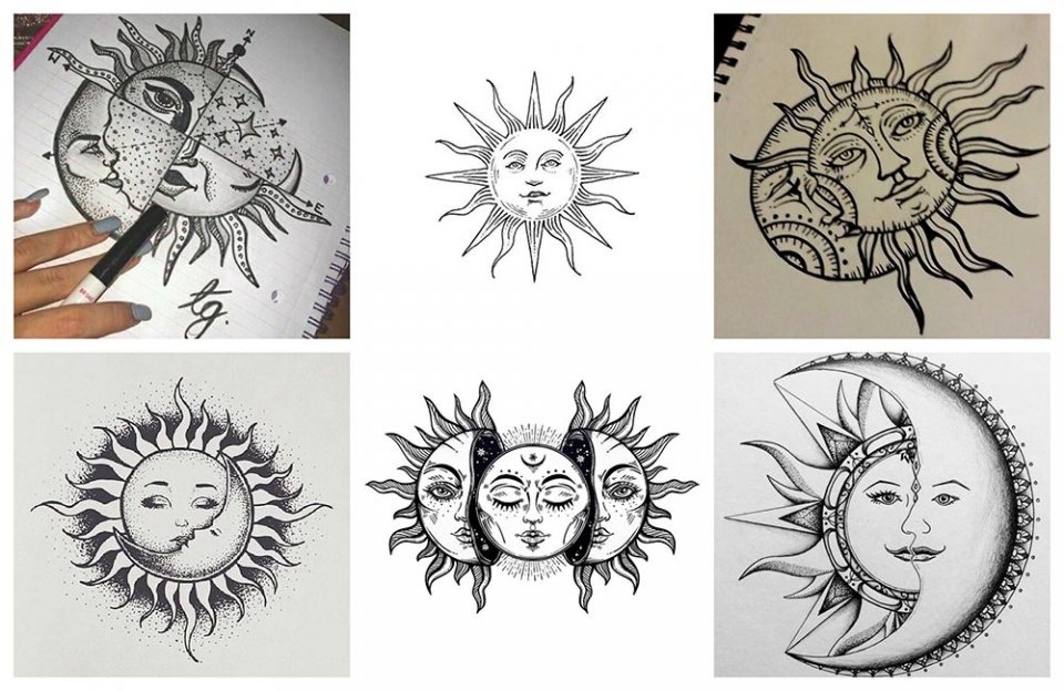 Inspiración y ejemplos de diseños de tataujes de Sol