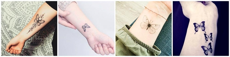 Diseños y ejemplos de tatuajes de mariposas en la muñeca