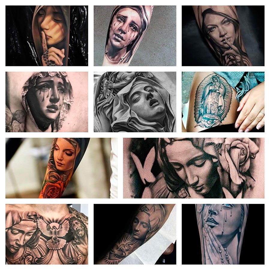 Ideas de tatuajes de la Virgen María y otros motivos religiosos