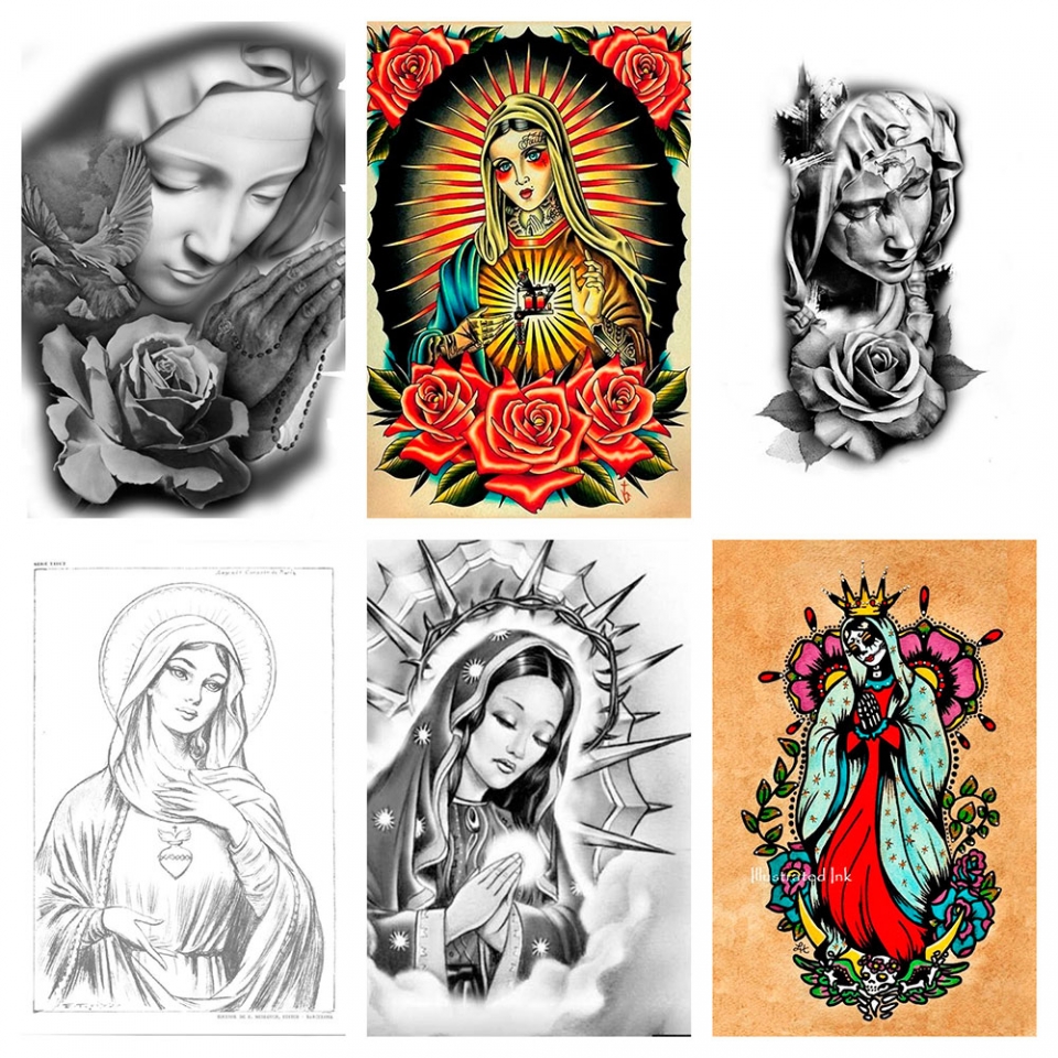 Bocetos e ideas de tataujes de la Virgen María