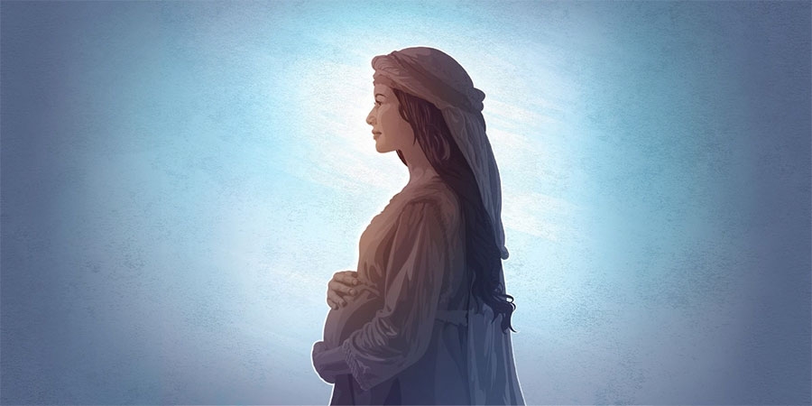 Dibujo Virgen María, estilo animación