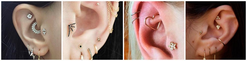 Ejemplo de personas que se ha realizado un piercing tragus con otros piercings