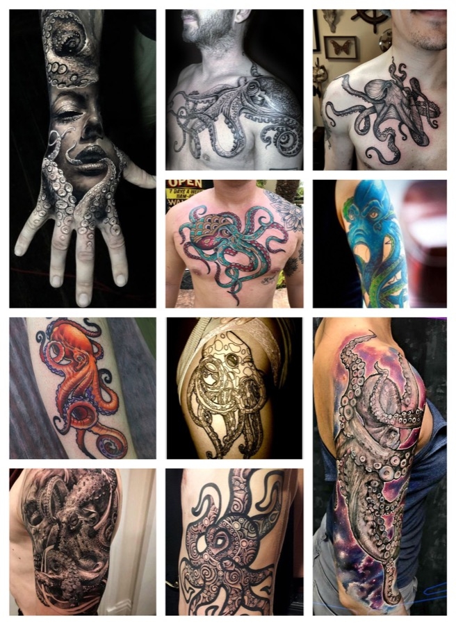 Galería de tatuajes con ejemplos de pulpos, ideas para tu próximo tatuaje