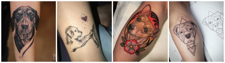 Galería de tatuajes de perros en la muñeca y en los brazos