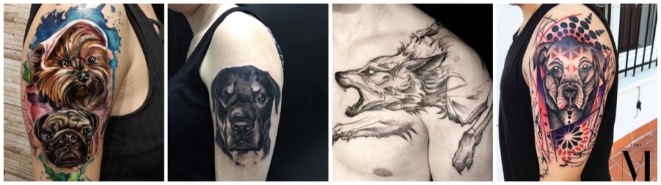 Tatuajes de perros en los hombros