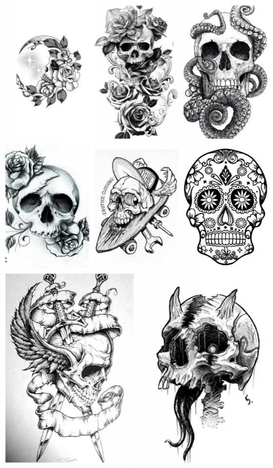 Inpiración y dibujos para hacerse un tatuaje de una calavera - galería 1