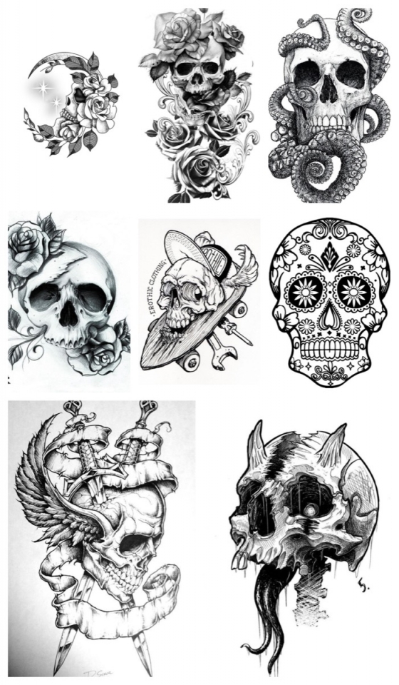 Inpiración y dibujos para hacerse un tatuaje de una calavera - galería 1