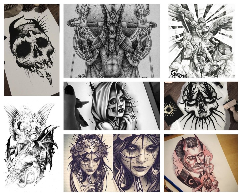Ilustraciones y dibujos para hacer tu próximo tatuaje de demonio