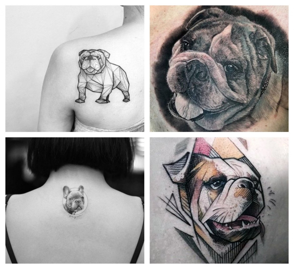 Ejemplos de tatuajes de Bulldogs en la espalda
