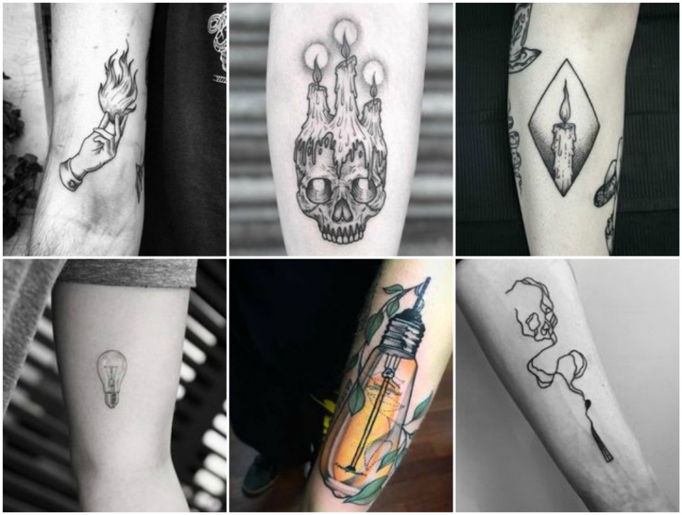 tatuajes bonitos e inspiración de tattoos de velas y candelabros. Iluminación