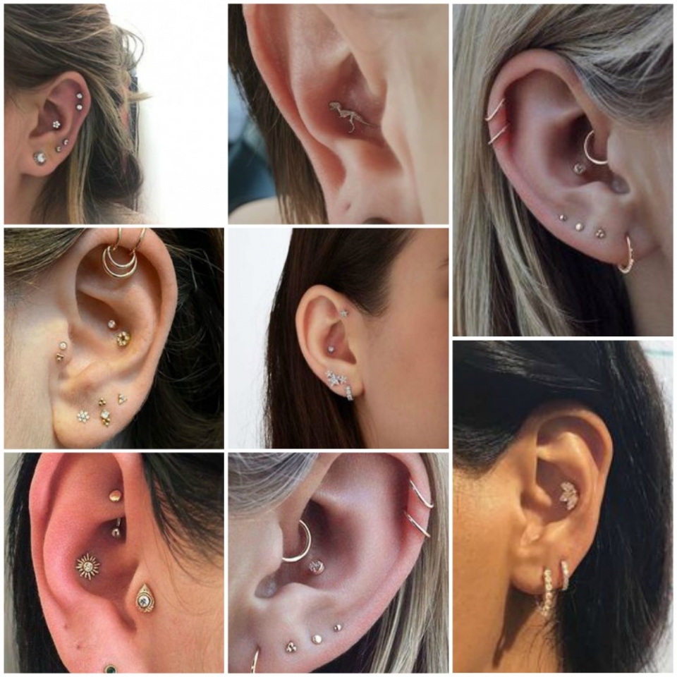 orejas multipiercing y perforación conch