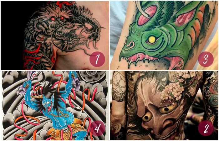 tatuajes ryu tengu kappa fujin japones