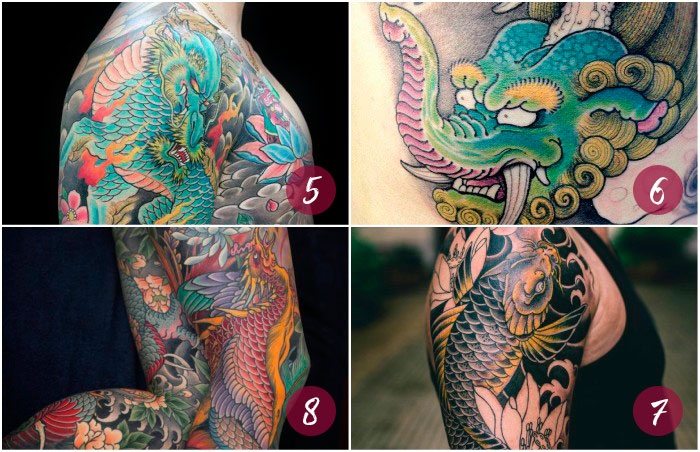 tatuajes kirin baku koi houou japones