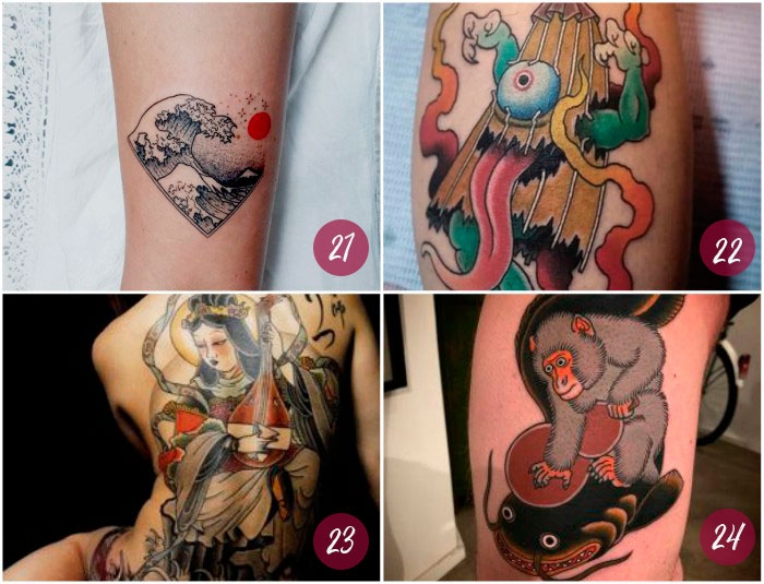 Kanagawa, Kasa - Obake, Jorogumo y Saru Tattoos