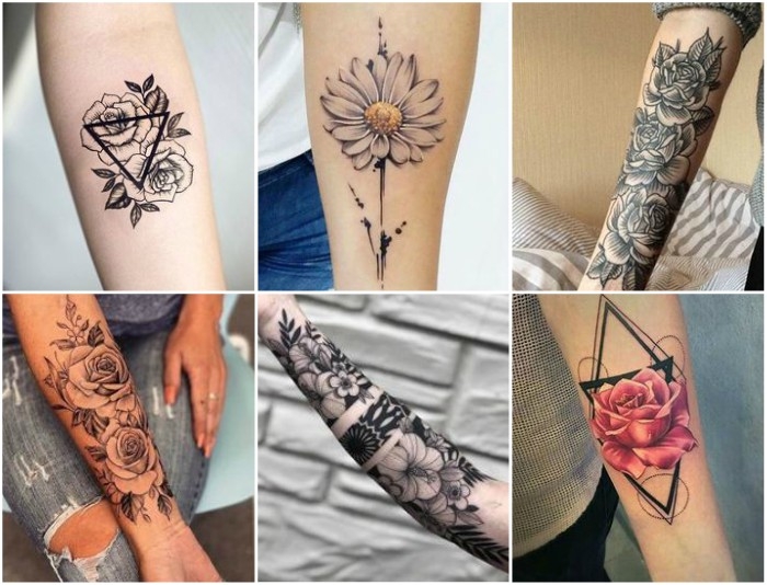 tatuajes de flores en el antebrazo