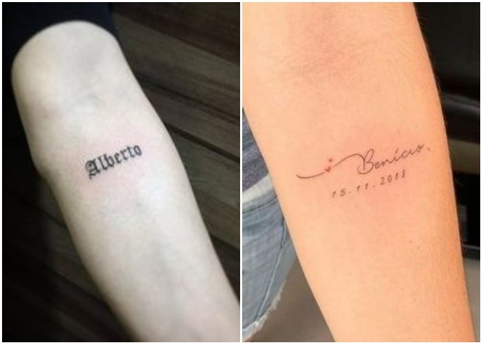 tatuajes de nombres en el brazo