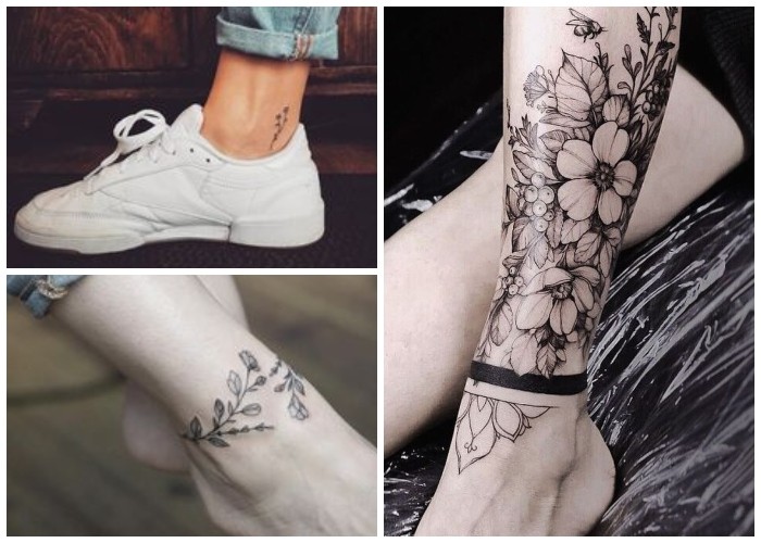 tatuajes de flores en el tobillo