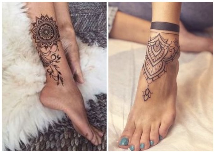 tatuajes de mandalas en el tobillo