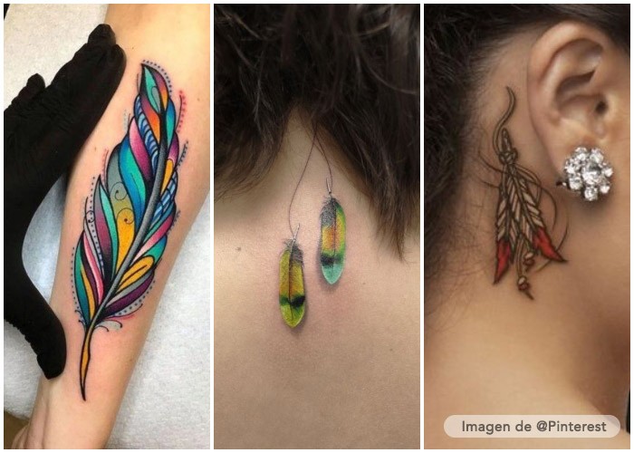 tatuajes de plumas de colores