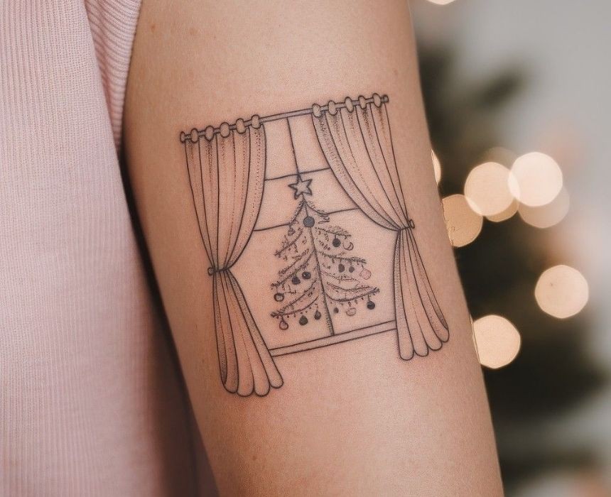 tatuaje minimalista de navidad